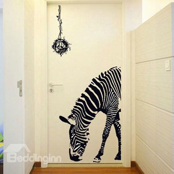 Amusing Creative Zebra And Bird Nest Design Wall Sticker