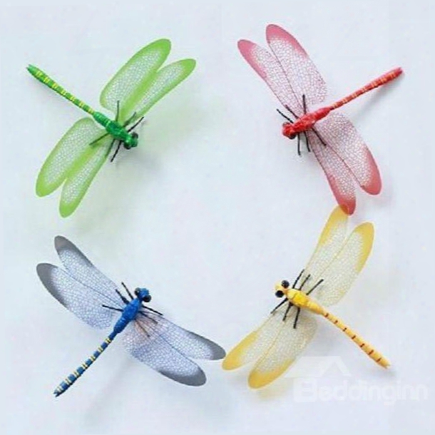 Beautiful Dragonflies Shape 4-piece Decorative Wall Stickers