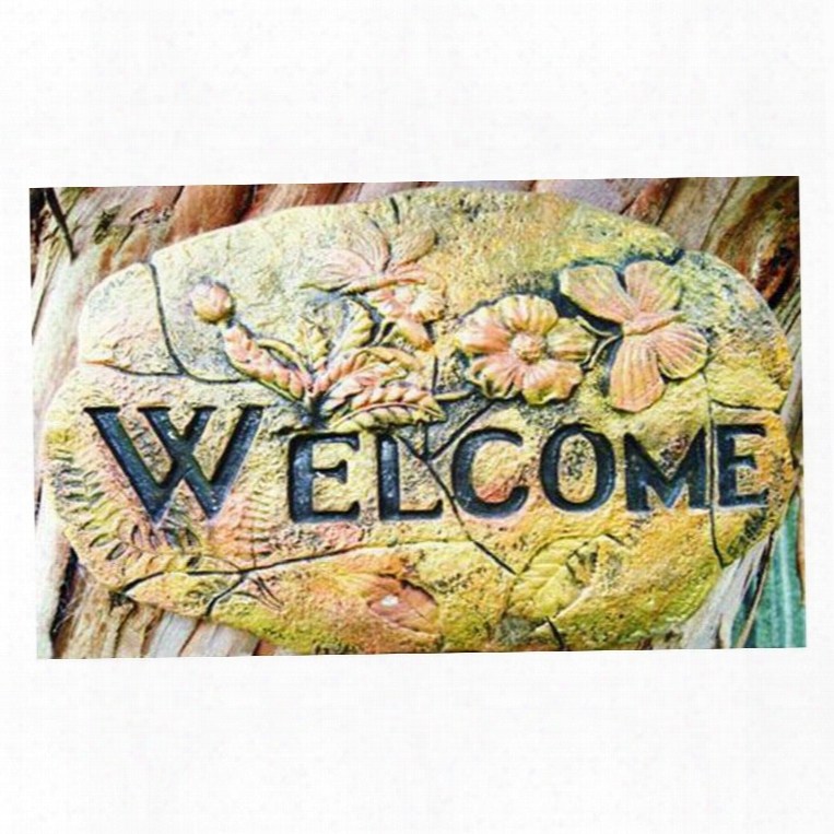 Charming Welcome Printed On The Stone Pattern Non-slip Doormat