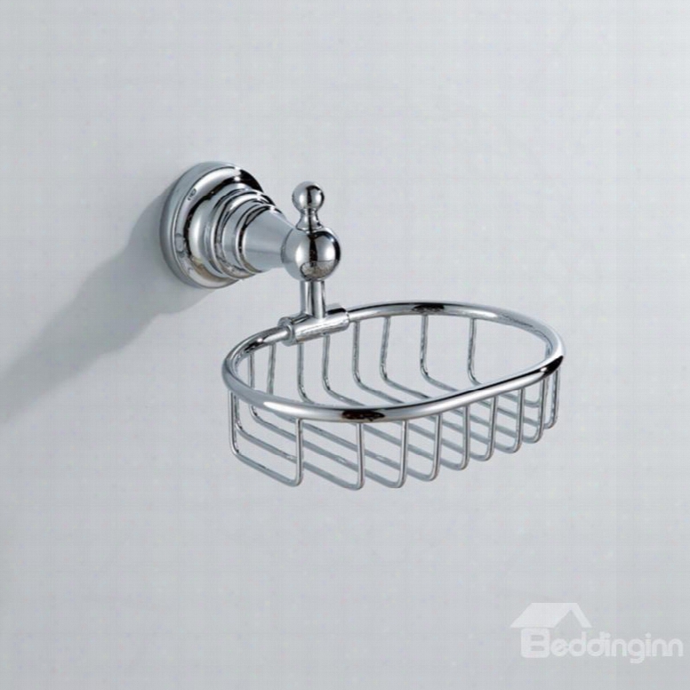 Chrome Finish Contemporary Style Brass Wall Mounted Retangle Soap Holders