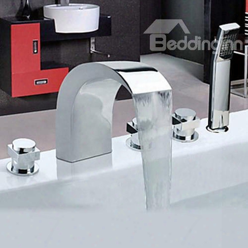 Chrome Finish Widespread Stainless Steel Contemporary Style Bathtub Faucets