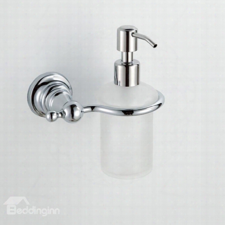 Classic Chrome Finish Contemporary Style Wall Mountrd Brass Liquid Soap Dispenser Holder Rack