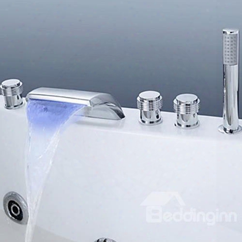 Color Changing Led Waterfall Hand Shower Bathtub Faucet