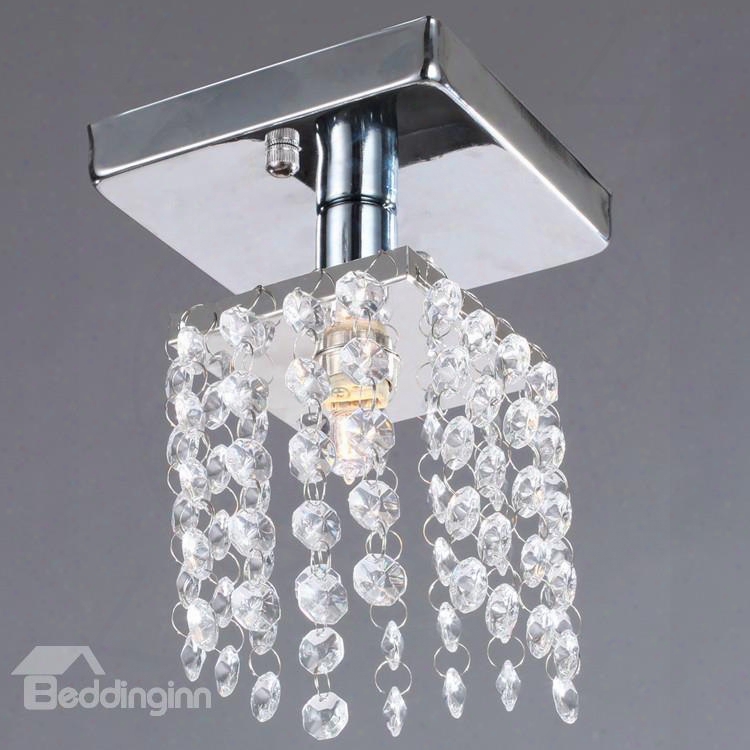 Comtemporary Decorative Metal Crystal 1 Light Flsuh Mount