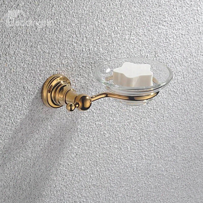 Contemporary Ti-pvd Finish Bathroom Accessories Brass Dish Stand