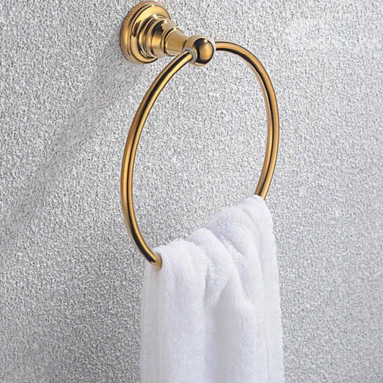 Contemporary Ti-pvd Finish Bathroom Accessories Brass Round Towel Ring