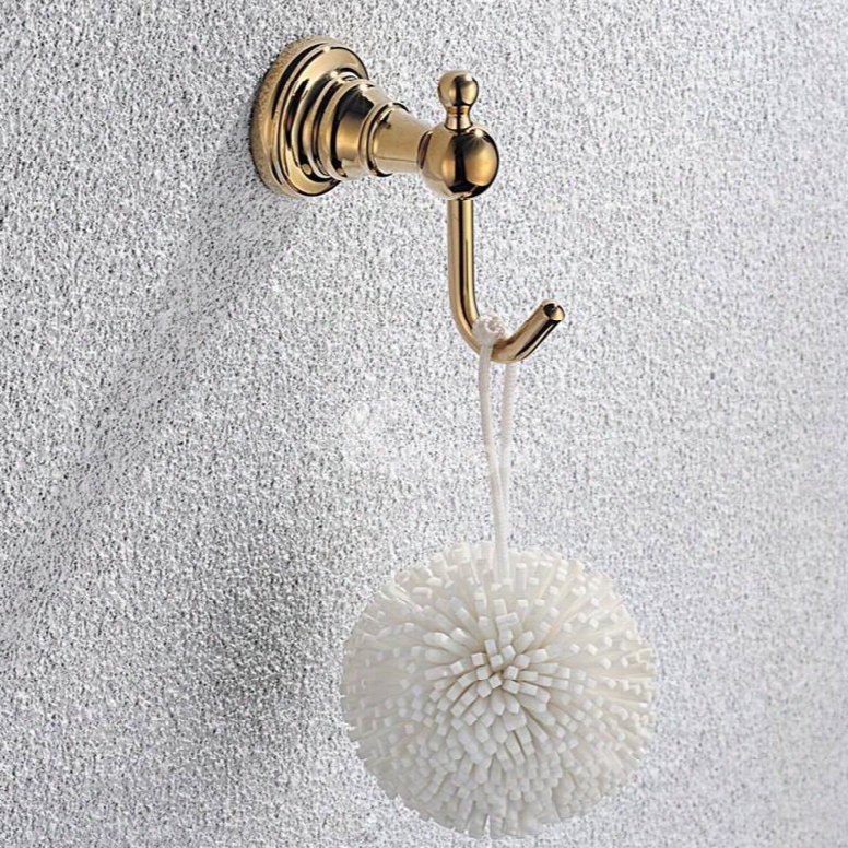 Contemporary Ti-pvd Finish Bathroom Ac Cessories Brass Single Robe Hook
