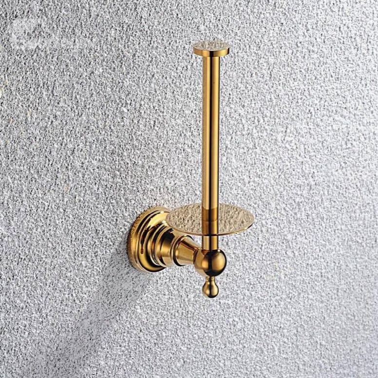 Contemporary Ti-pvd Finish Bathroom Accessories Brass Toile Paper Rack With Cover