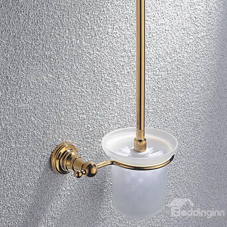 Contemporary Ti-pvd Finish Bathroom Accessories Brass Toilet Brush Rack