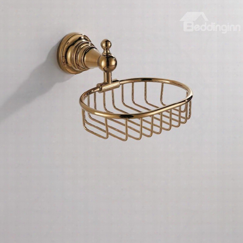 Contemporary Ti-pvd Finish Bathroom Accessories Solid Brass Soap Basket