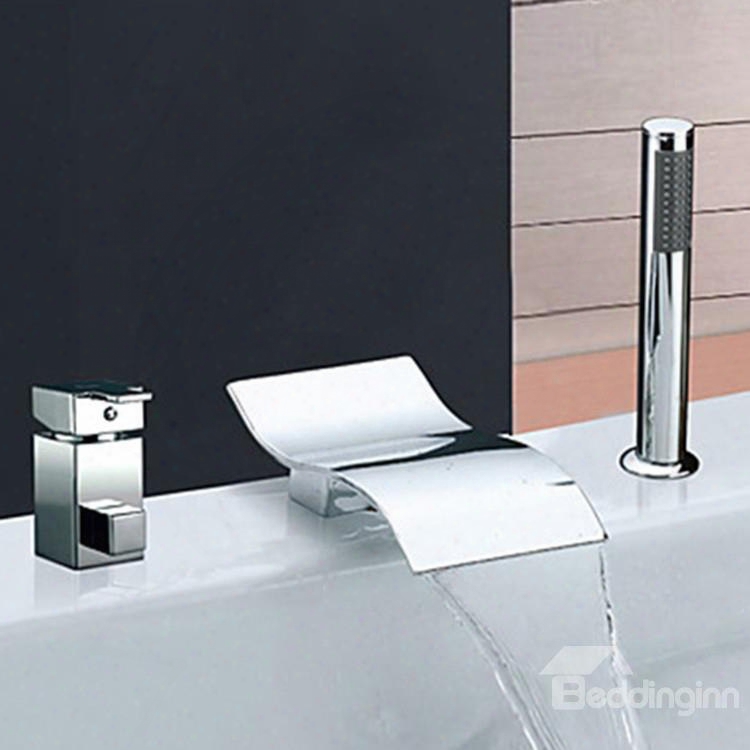 Contemporary Two Handles S Shaped Bathtub Faucet