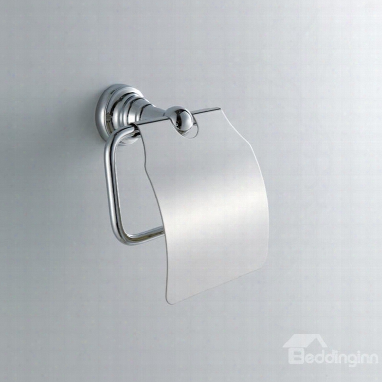 Contemporary Wall Mount Silver Chromefinish Solid Brass Toilet Roll Holder