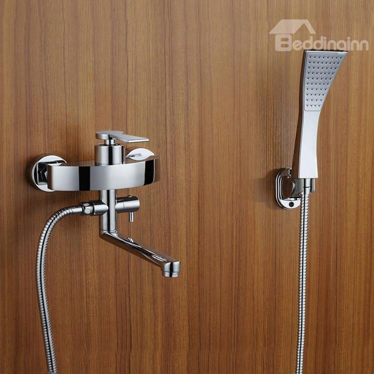 Contemporary Widespread Handshower Rotatable Spout Bathtub Faucet