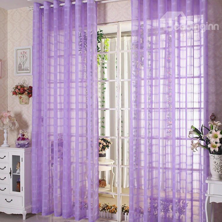 Decorative Elegant Contemporary Purple Solid 2 Panels Custom Sheer Curtain And Drapes