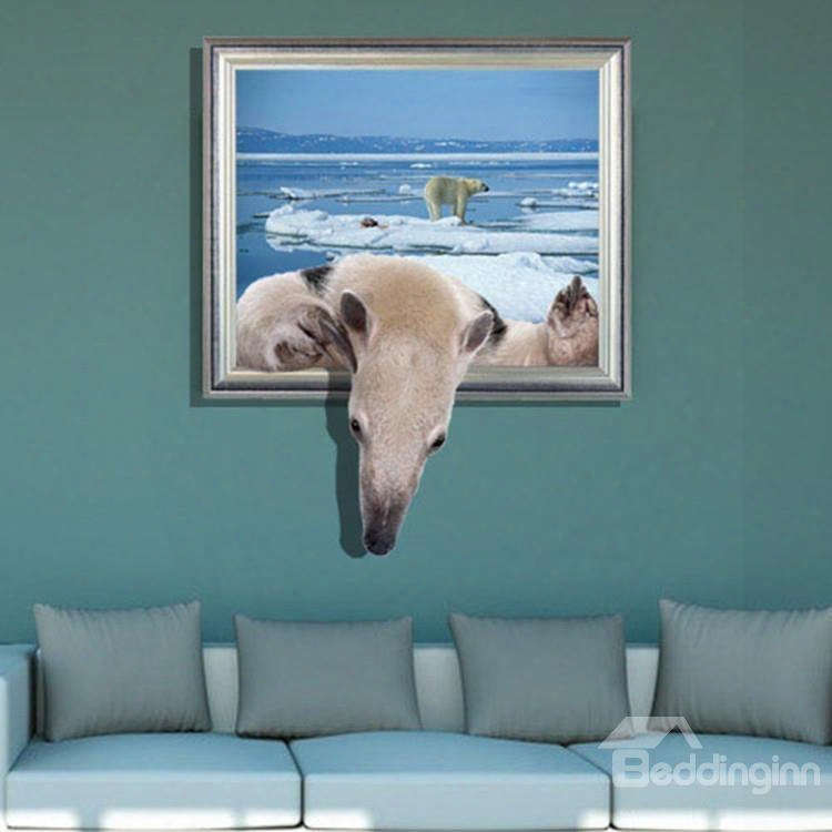 Elegant Creative 3d Polar Bear Design Wall Sticker