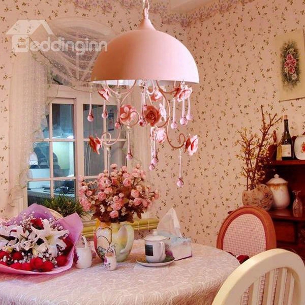 Elegant Pastoral Style Creative Roses Design Metal Pendant Light