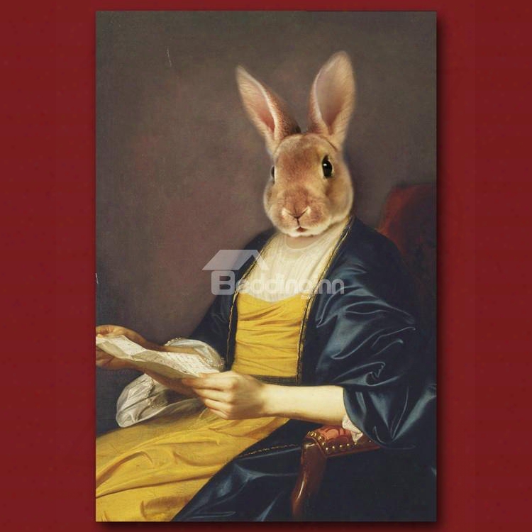 Elegant Rabbit Design Pure Cotton Material Wall Art Print