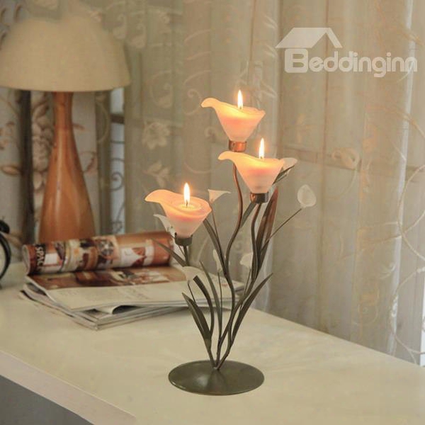 Elegant Romantic Calla Design Wrought Iron Candle Holder