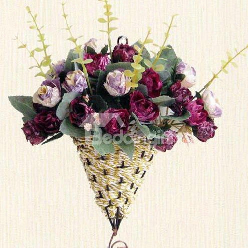 European Style Hanging Diamond Roses Rattan Bouquet Set