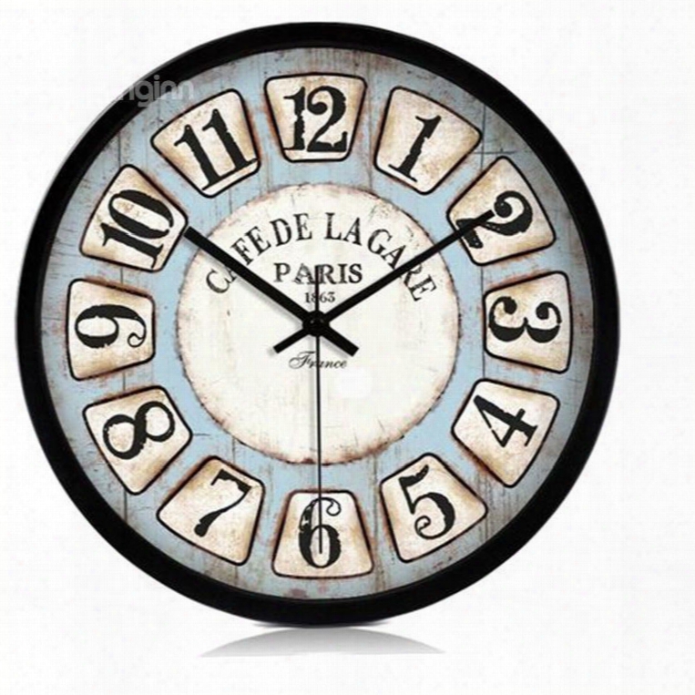 European Style Retro Arabic Numerals Metal Wall Clock