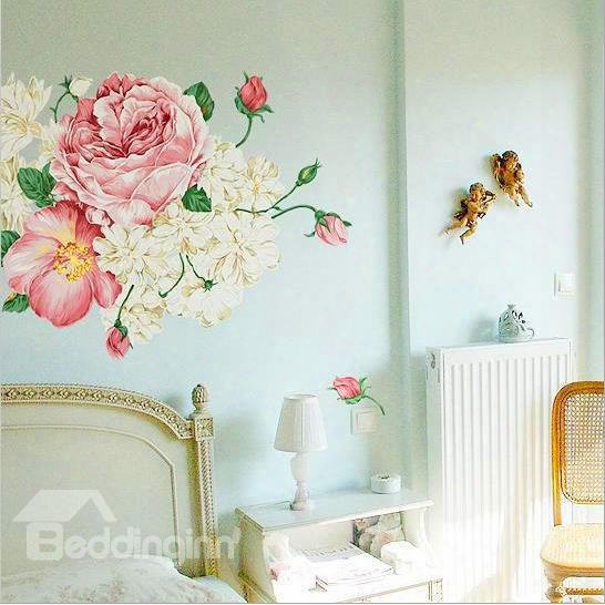 Fancy Blooming Flowers Pattern Removable Wall Stickers