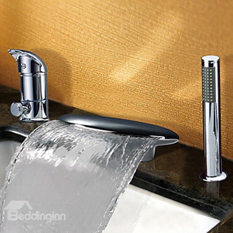 Fancy Contemporary Widespread Waterfall Two Handles Bathtub Faucet