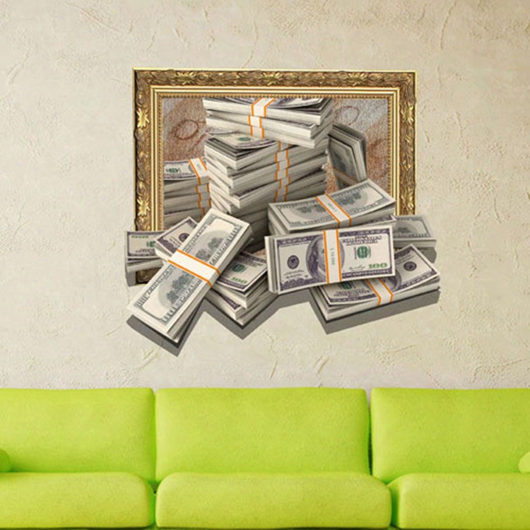 Fancy Creative 3d Money Design Wall Sticker