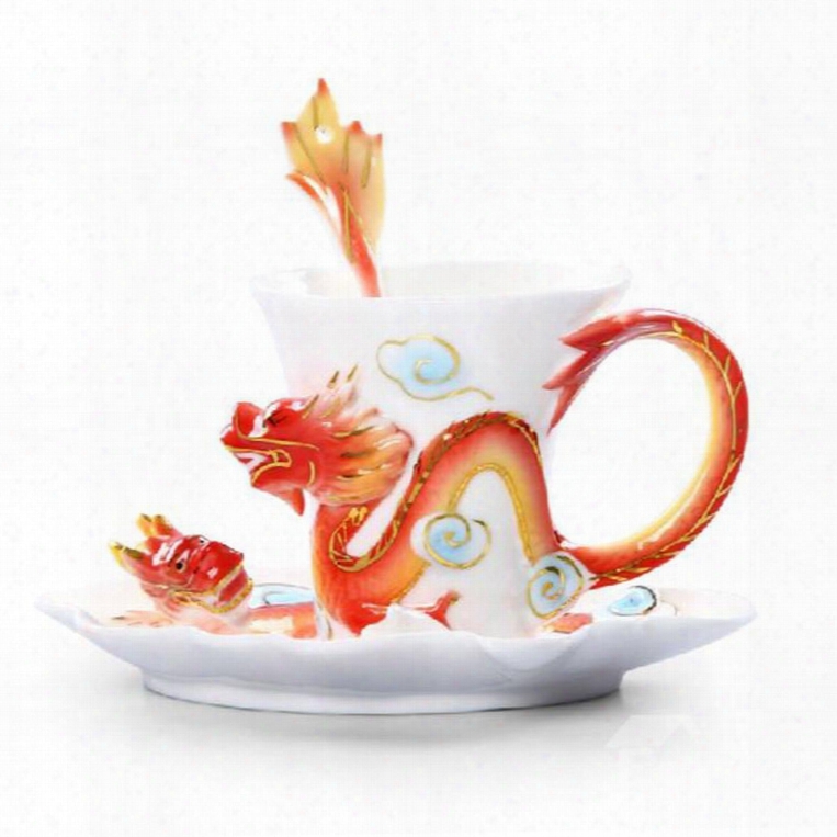 Notion Creative Dragon Ceramic Enamel Coffee Cup Sets