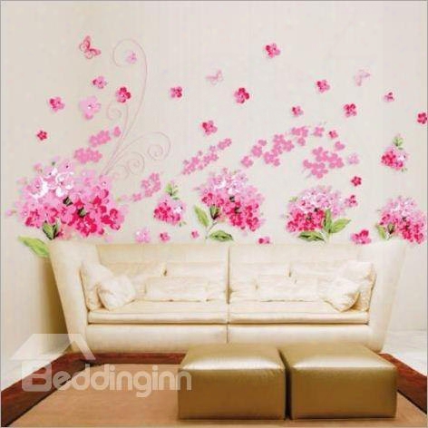 Fancy Pink Flower Pattern Decorative Wall Stickers