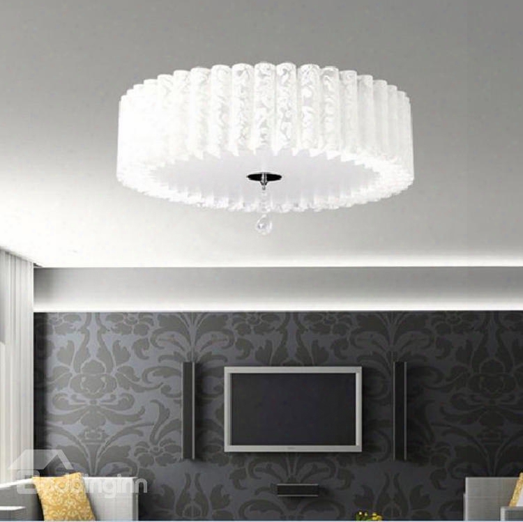 Fantastic Charming White Metal Pvc Shade Flush Mount