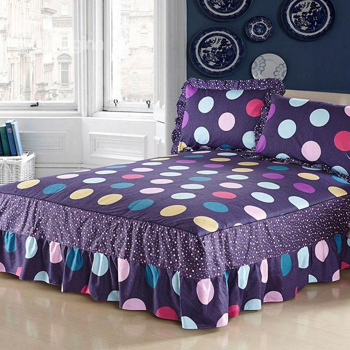 Fantastic Dark Purple Aand Shining Dots Pattern Bed Skirt