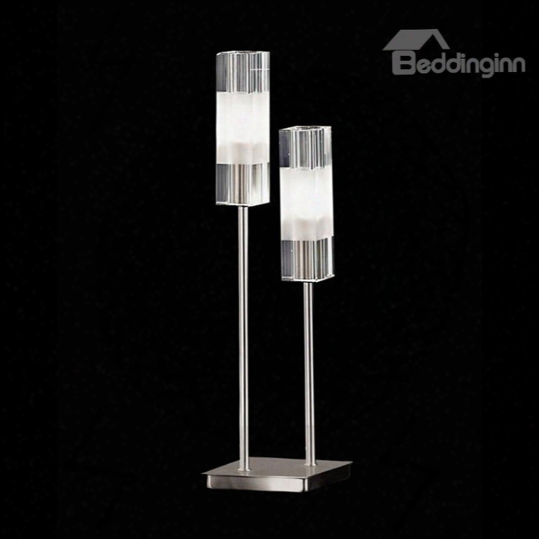 Fashionable Shining Metal Glass Shade 2 Lights Lamp