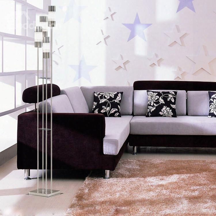 Fashionale Metal Glass Shade 4 Lights Floor Lamp