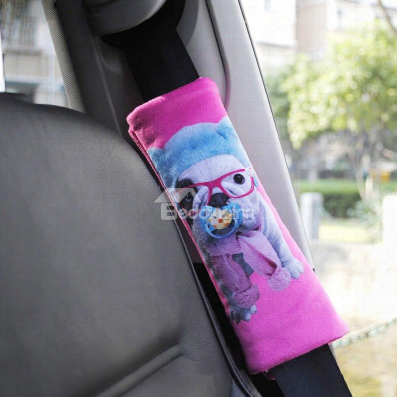 Fluffy Dog Suck Pacifier Car Seat Belt Cover