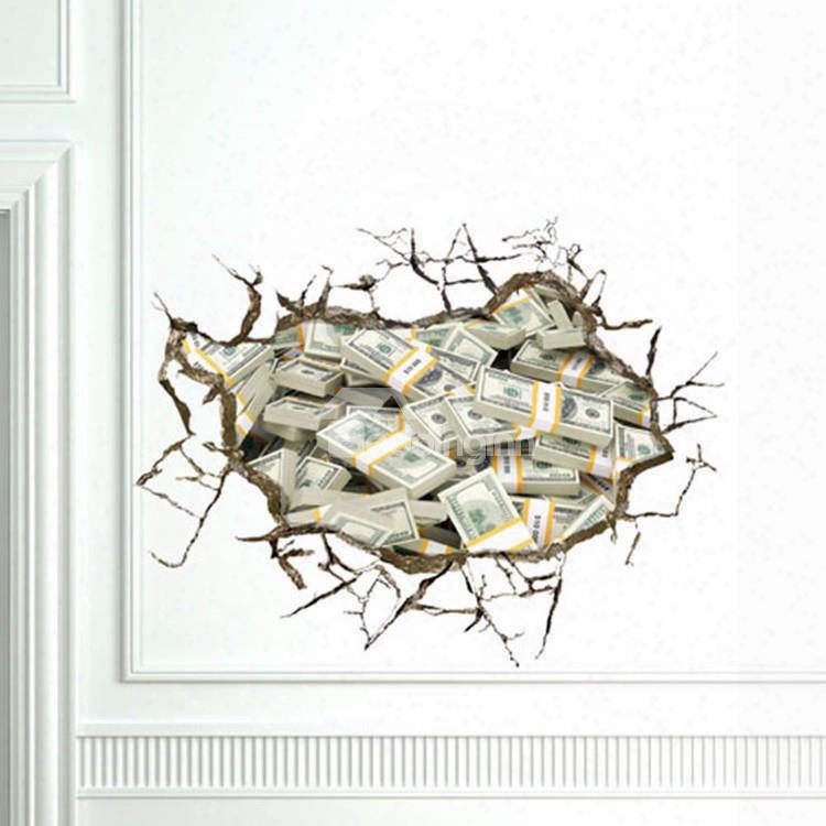 Gorgeous Creative 3d Money Design Wall Sticker