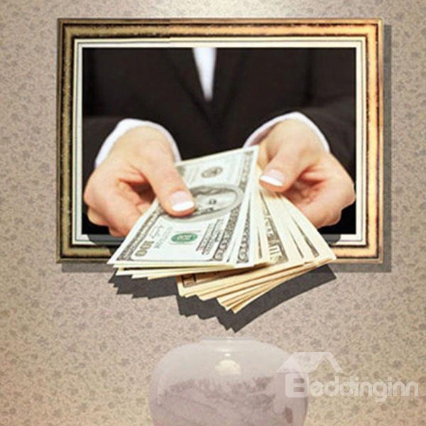 Gorgeous Creative Dollar In Hand Design 3d Wall Sticker