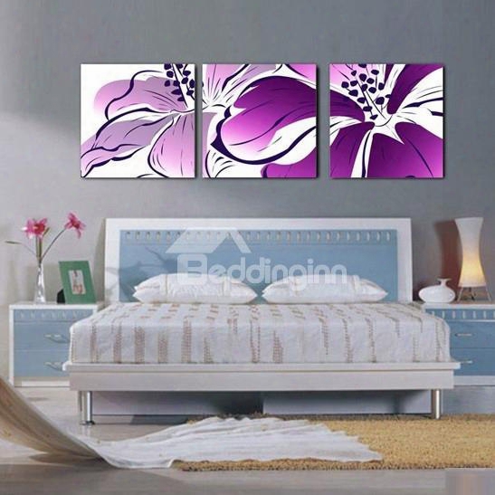 Gracious Purple Flower Blossom Framed Canvas Wall Art Prints