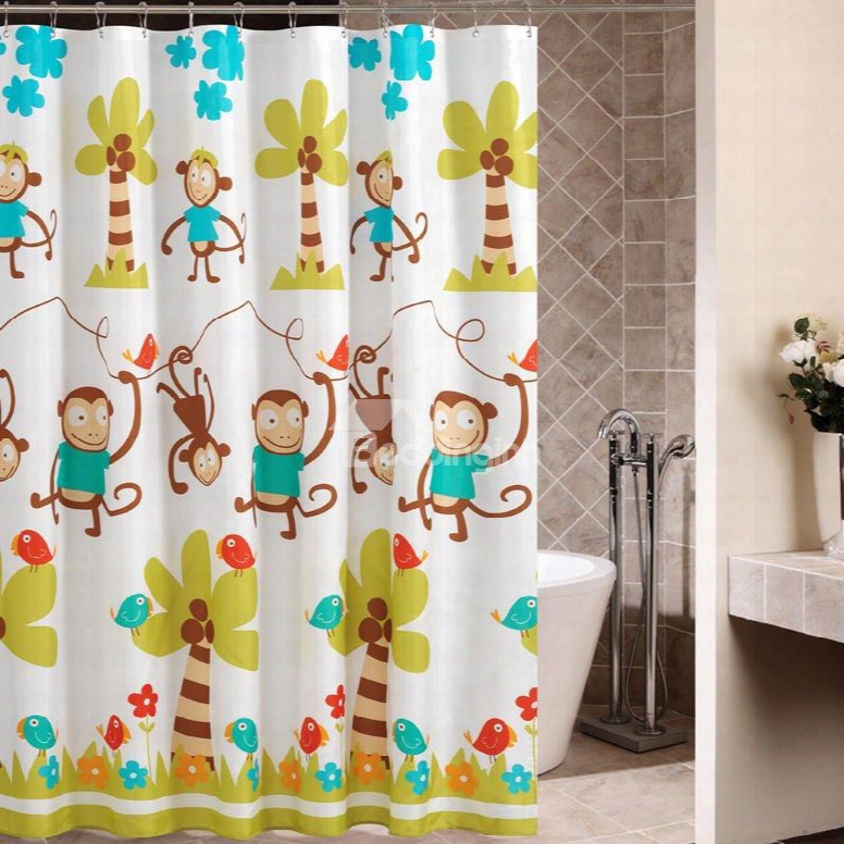 High Quality Cartoon Monkey Pattern Shower Curtain