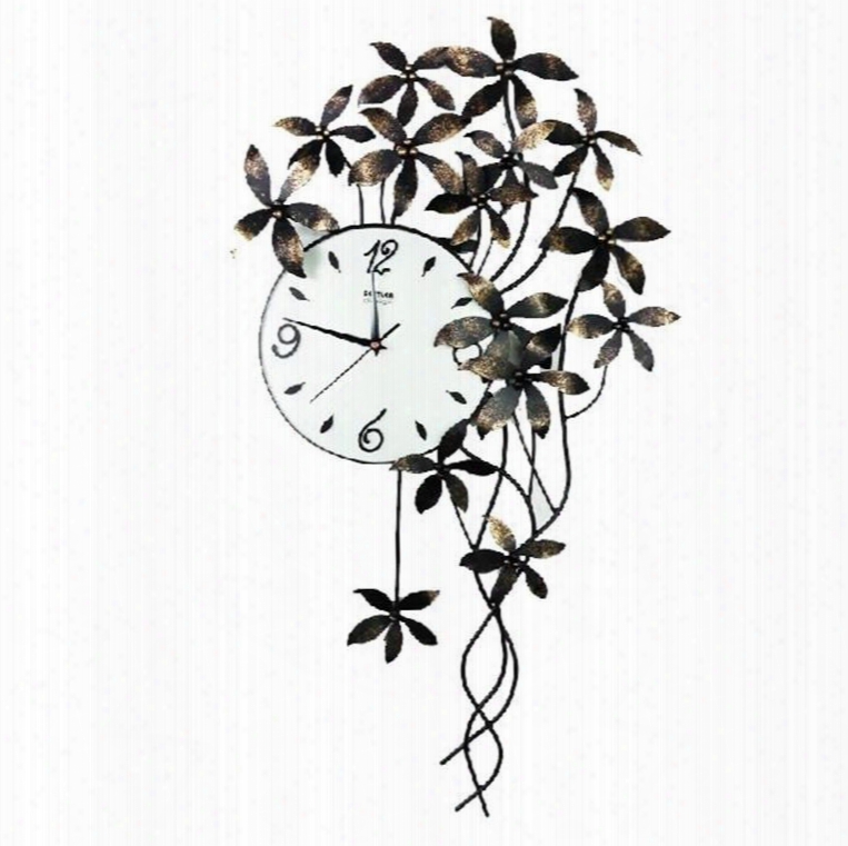 Hot Selling Alluring Creative Antique Metal Flower Wall Clock