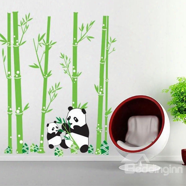 Lovely Panda And Bamboo Forest Pattern Wall Stickers