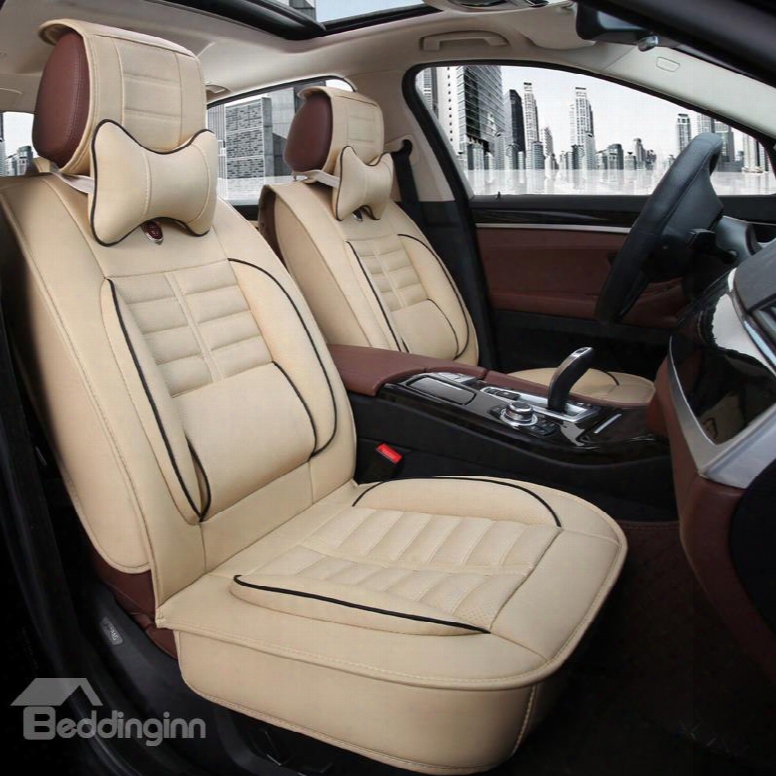 Luxurious Business Styled With Comfort Side Cushions Leather Universal Car Seat Covers