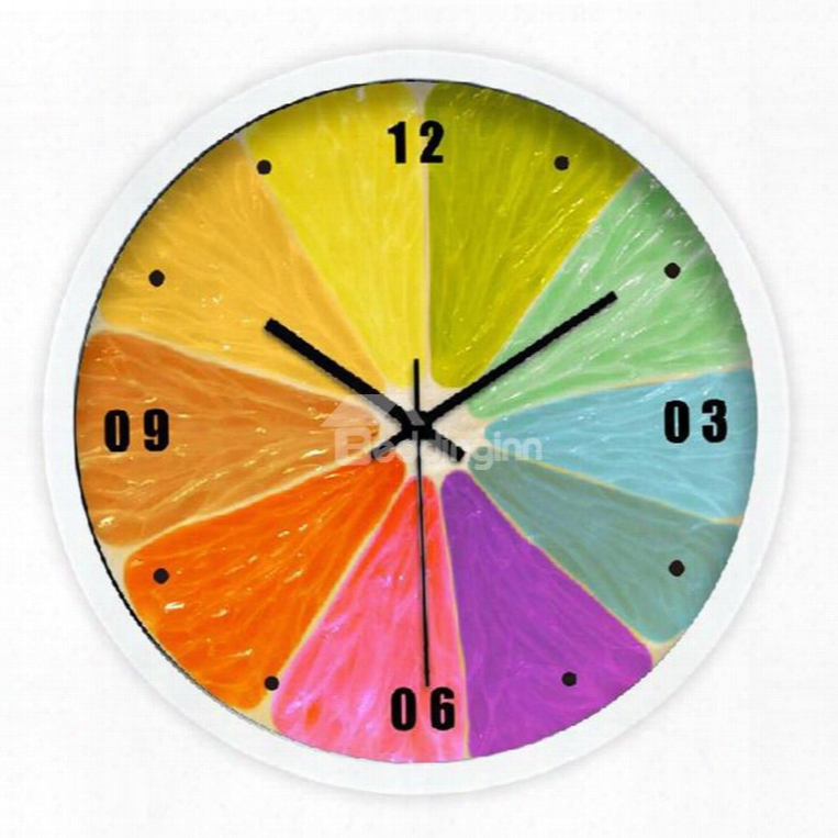 Modern Elegant Simple Style Colorful Orange Segments Design Wall Clock