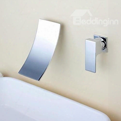 Modern Waterfall Chrome Brass Two Holes Single Handle Bathroom Dig Faucet