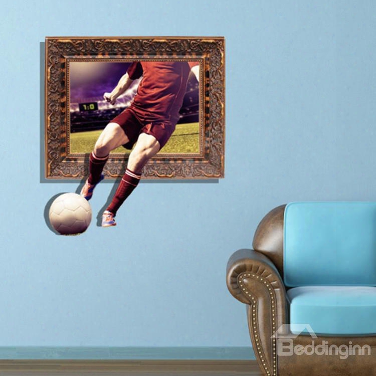 New  Arrival Amazing 3d Sporter Playing Football Wall Sticker