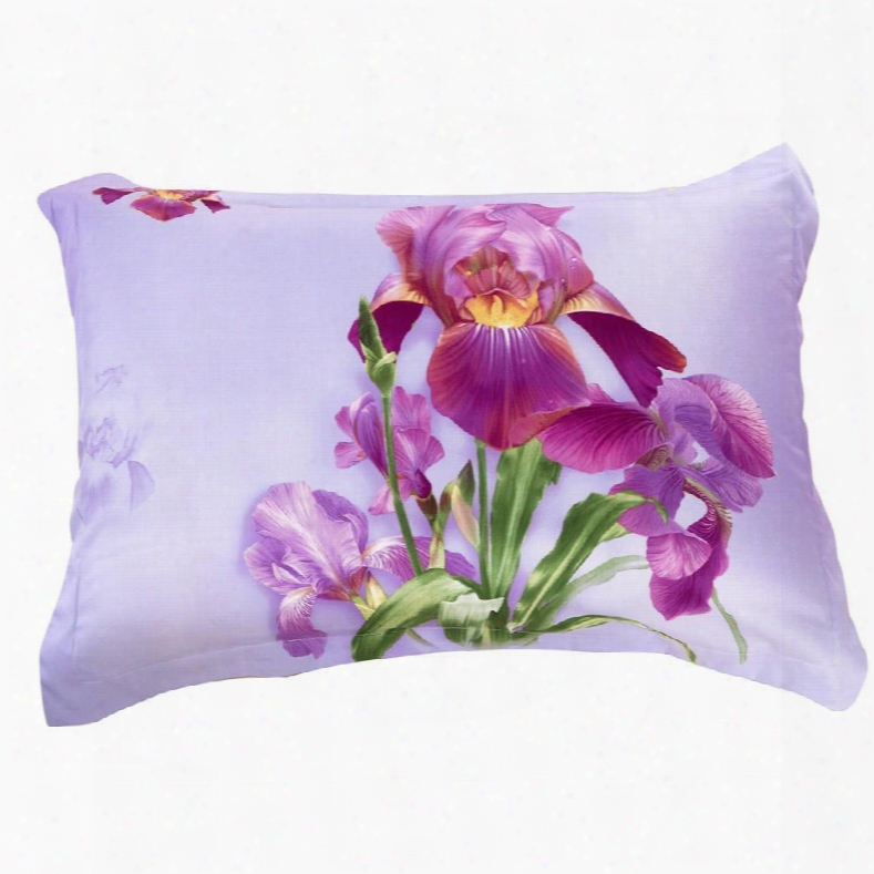New Arrival Amazing Purple Flowers Two Pieces Pillow Case