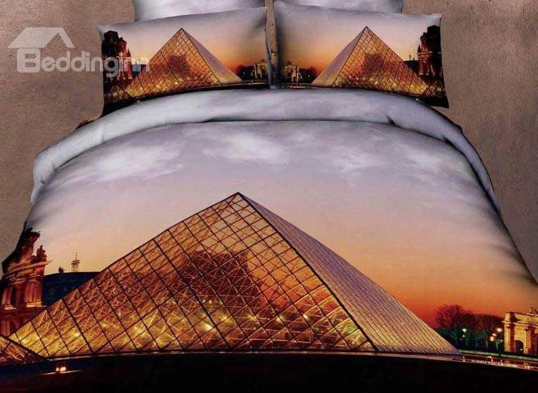 New Arrival Beautiful Pyramid At Dusk Print 4 Piece Bedding Sets