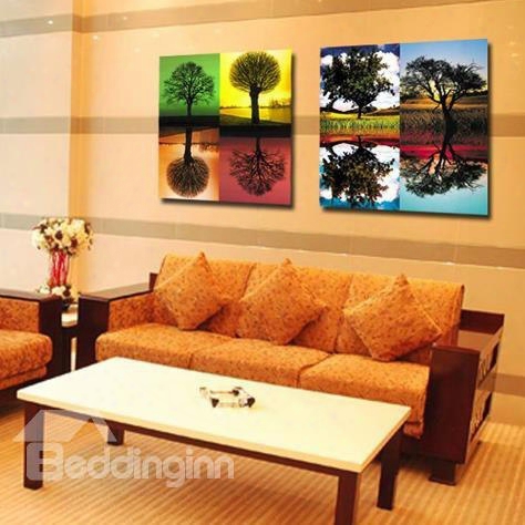 New Arrival Beautiful Trees And Reflections Print 2-piece Cross Film Wall Art Prints