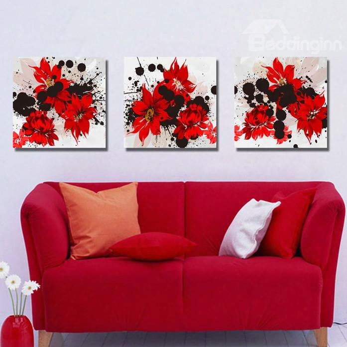 New Arrival Blooming And Fancy Red Flowers Canvas Wall Prints