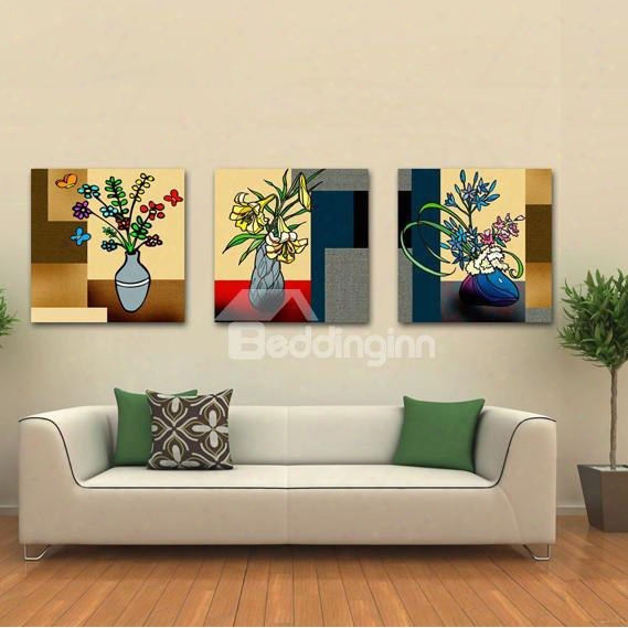 New Arrival Blooming Flowers In Unique Bottles Canvas Wall Prints