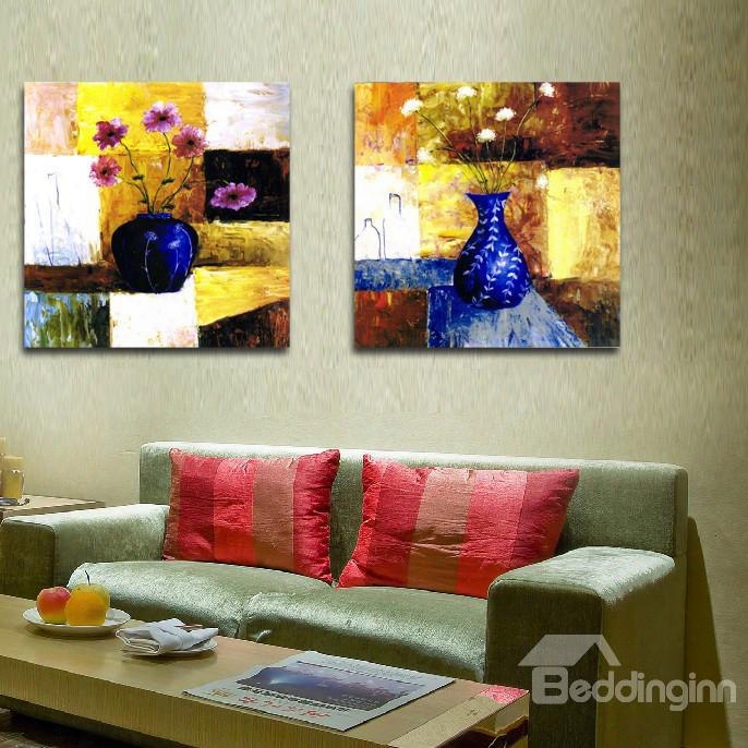New Arrival Colorful Flowers In The Blue Bottle Film Wall Art Prints
